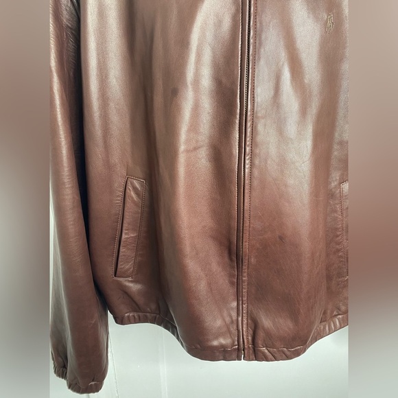 POLO RALPH LAUREN Luxury Brown Leather Jacket with Pockets - Picture 3 of 16